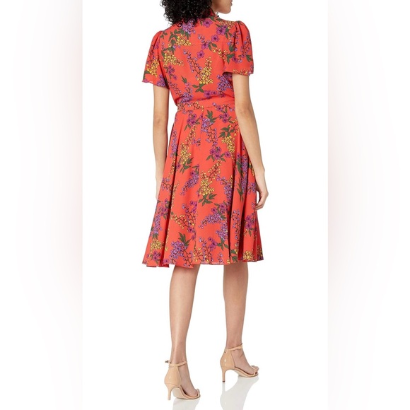 Nanette Lepore Bright Red Floral Belted Dress - Picture 2 of 15